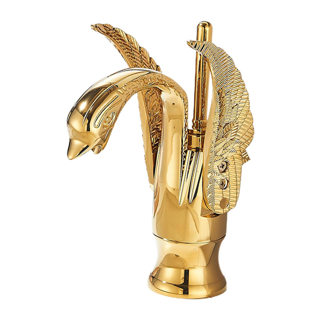 Waschtischarmatur Gold Schwanen-Design Einhebel Messing für Badezimmer