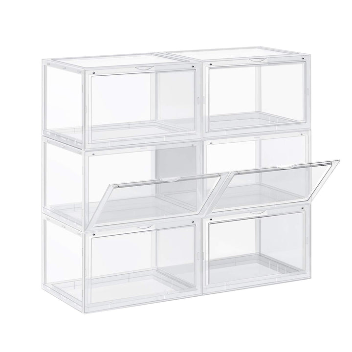Schuhboxen stapelbar transparent 6er Set 36x28x22 cm