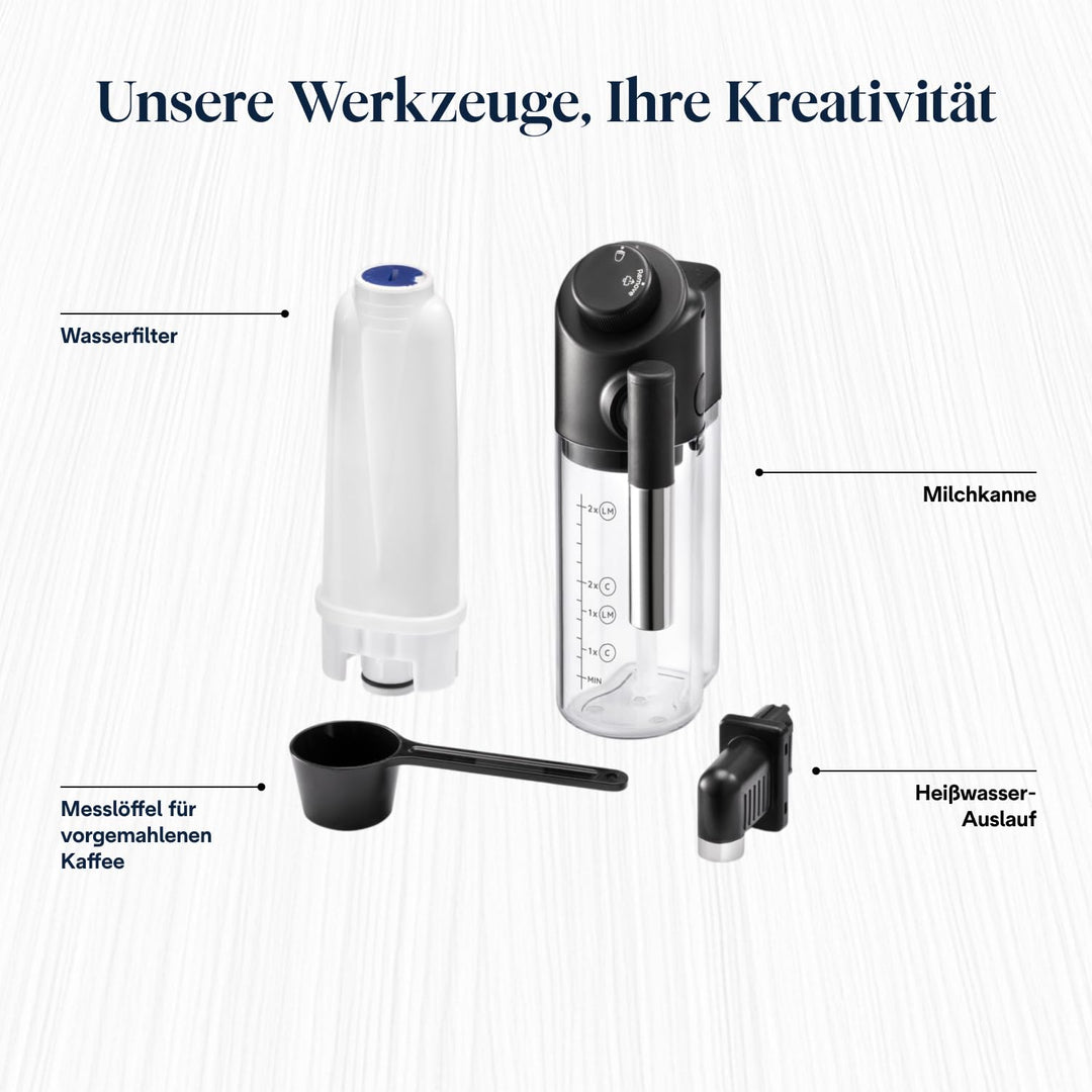 Kaffeevollautomat mit Milchsystem 5 Getränke schwarz schmal - Bild 8