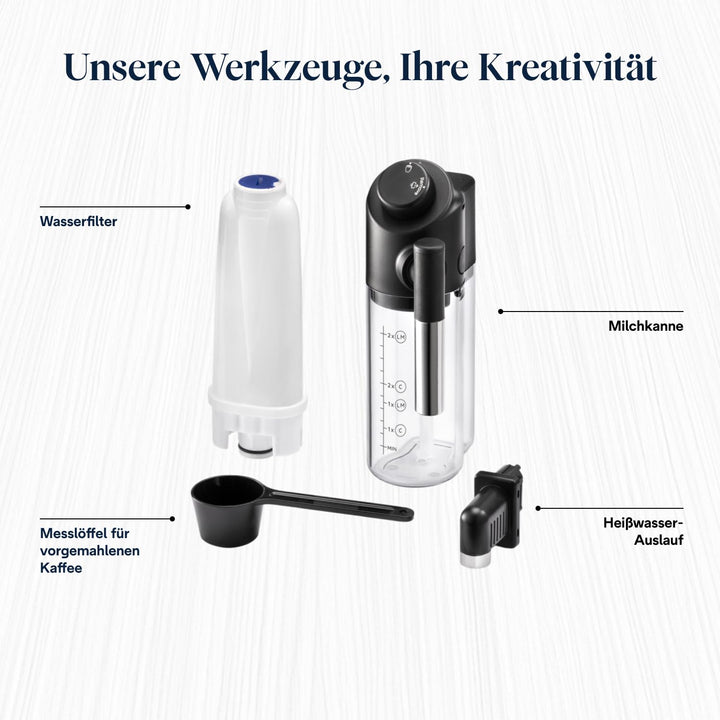Kaffeevollautomat mit Milchsystem 5 Getränke schwarz schmal - Bild 8