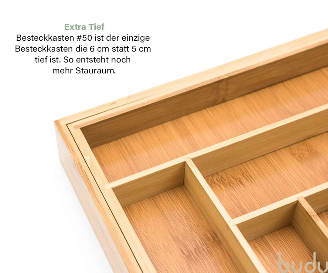 Besteckkasten Bambus ausziehbar 34–56 x 50 cm Schubladenorganizer - Bild 6
