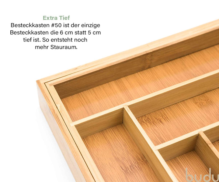 Besteckkasten Bambus ausziehbar 34–56 x 50 cm Schubladenorganizer - Bild 6