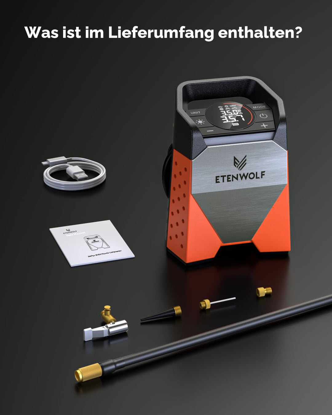 Elektrische Luftpumpe 160 PSI 7800mAh Akku kabellos für Auto &amp; Fahrrad - Bild 6