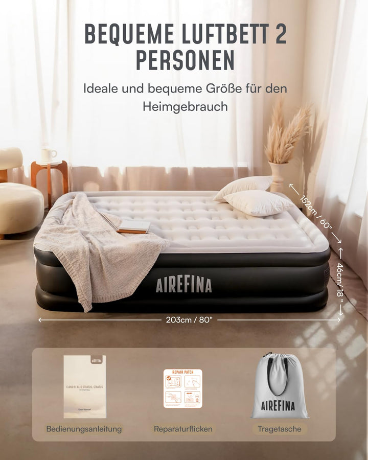 Luftbett 2 Personen selbstaufblasend 203x152x46cm mit Pumpe - Bild 3