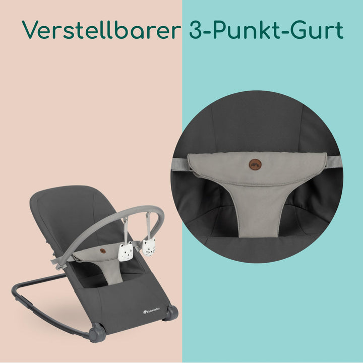 Babywippe klappbar 0–2 Jahre mit Spielbogen und 3-Punkt-Gurt - Bild 6