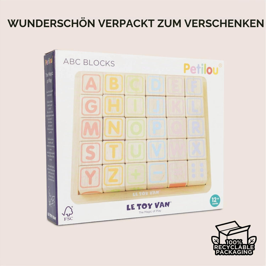 Holzbauklötze ABC Alphabet mit Tablett aus Gummibaumholz ab 12 M. - Bild 8