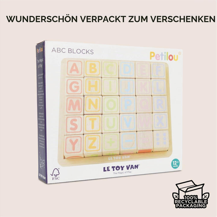Holzbauklötze ABC Alphabet mit Tablett aus Gummibaumholz ab 12 M. - Bild 8