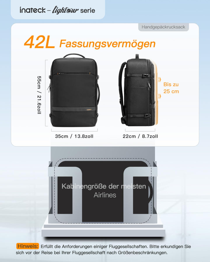 Handgepäck Rucksack 42L Kabinengrösse 55x35x22cm Laptop 15,6" - Bild 5