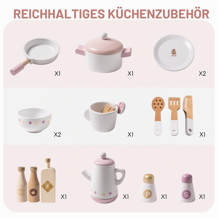 Spielküche Holz mit Zubehör für Kinder Rosa Mädchen - Bild 6