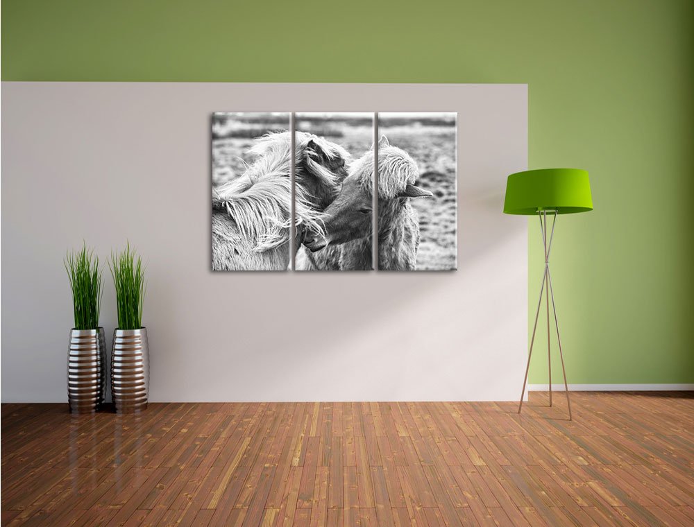 Leinwandbild 3-teilig Islandpferde Schwarz-Weiss 120x80 cm - Bild 3