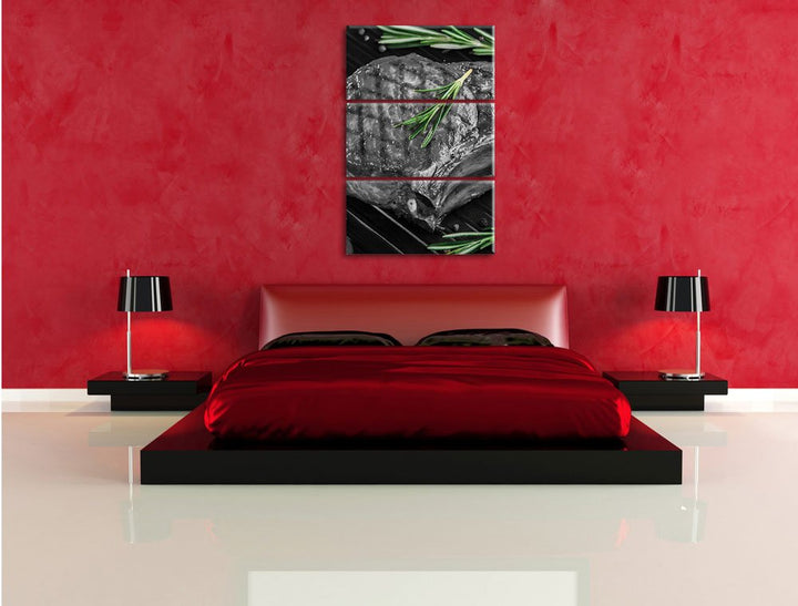 Leinwandbild 3-teilig Rumpsteak Grill Küchenbild 120x80 cm - Bild 3