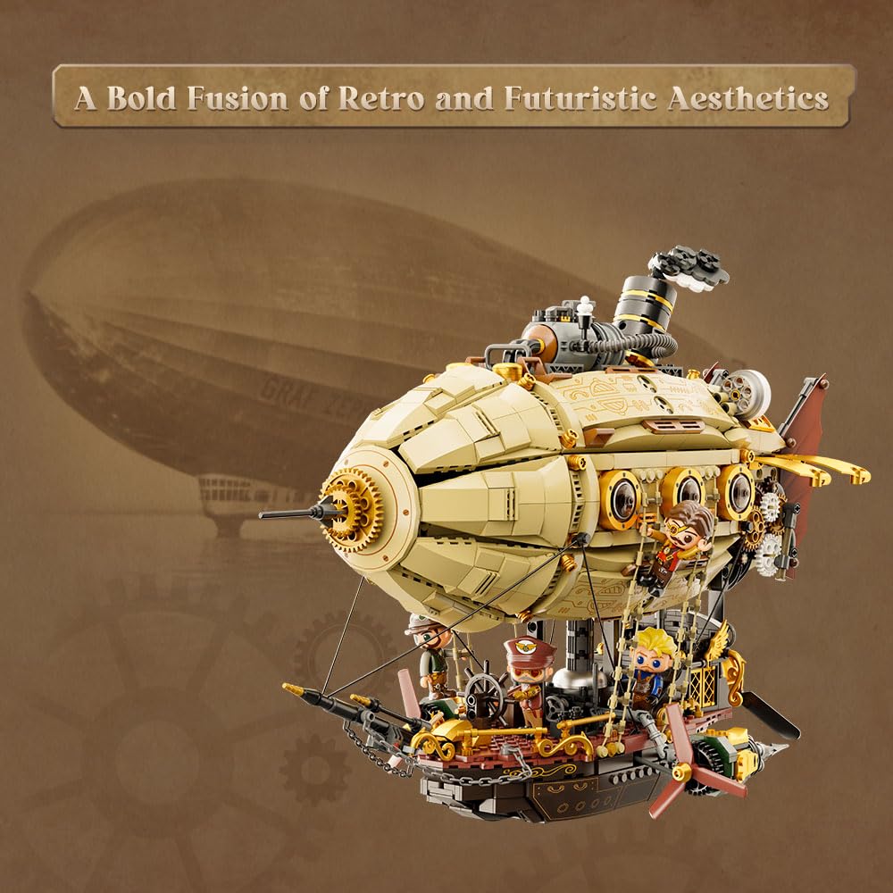 Steampunk Luftschiff Bausatz Zeppelin mit Zahnrad-Mechanik 378×321×340mm - Bild 6