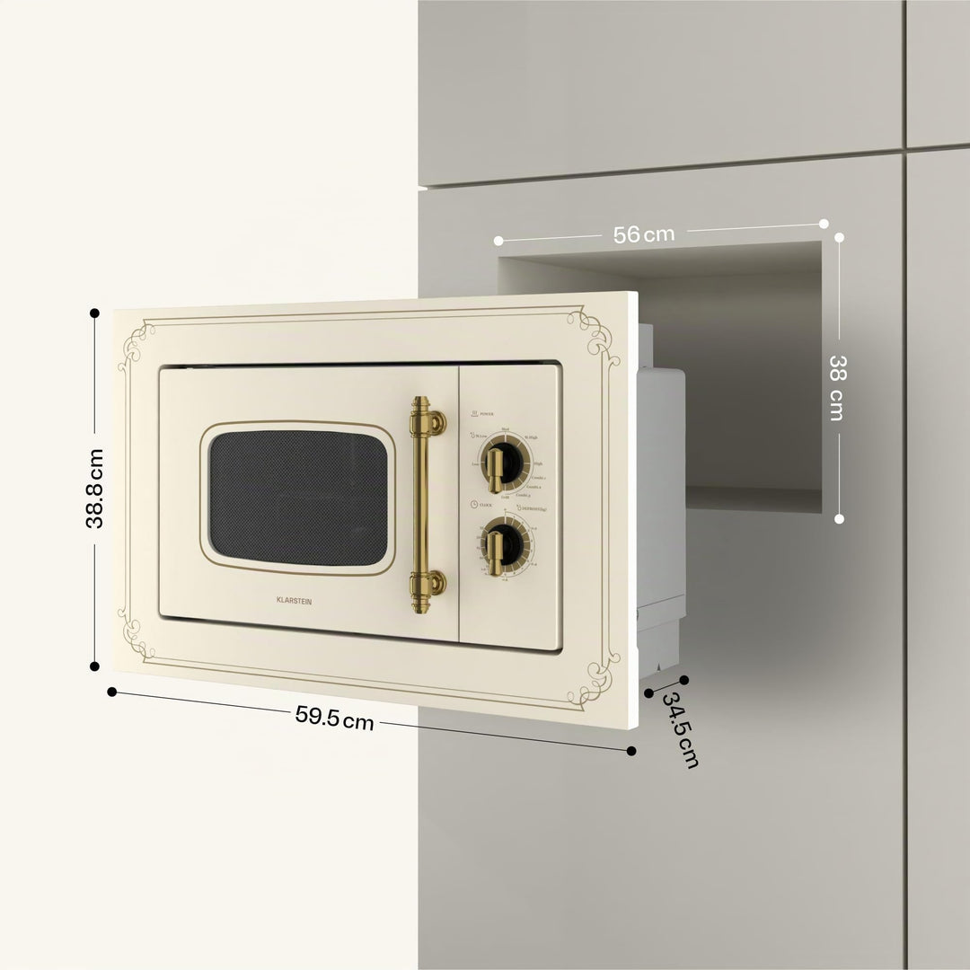 Einbau-Mikrowelle mit Grill 800W/1000W 20L Retro-Design Elfenbein - Bild 7
