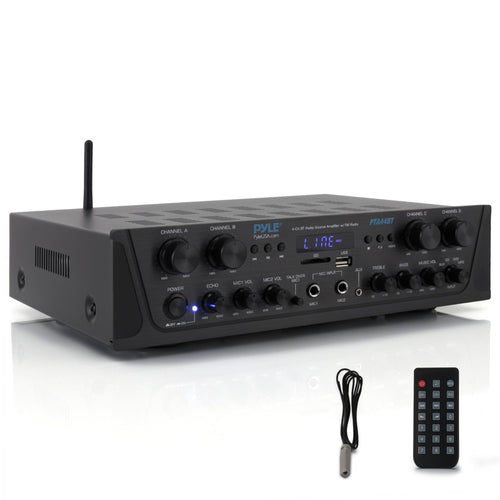 Stereo Verstärker 4-Kanal 500W mit Bluetooth, USB, FM-Radio & Mikrofon