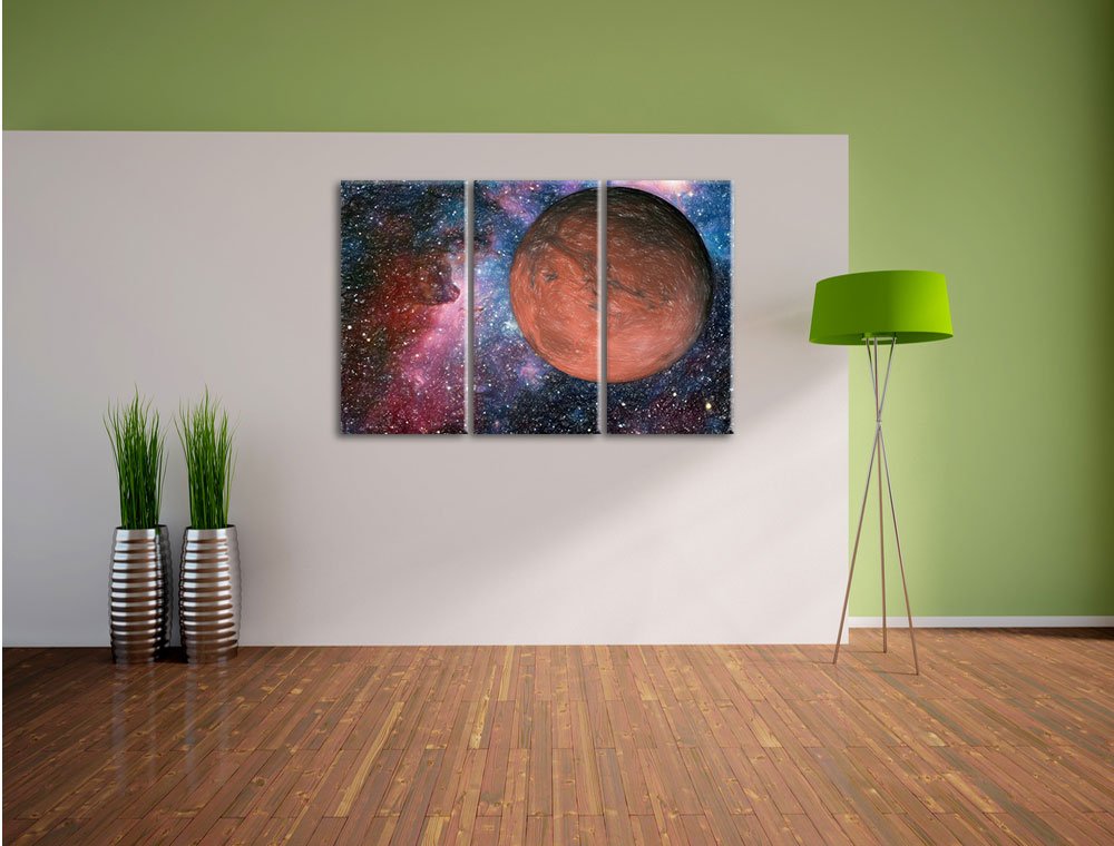 Leinwandbild 3-teilig Mars Weltall Buntstift-Effekt 120x80 cm - Bild 3