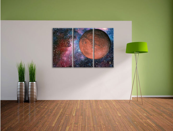 Leinwandbild 3-teilig Mars Weltall Buntstift-Effekt 120x80 cm - Bild 3