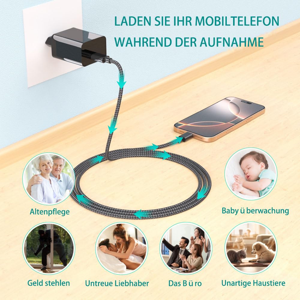 Mini-Überwachungskamera 1080P USB 64GB Speicher Nachtsicht Bewegungsmelder - Bild 5