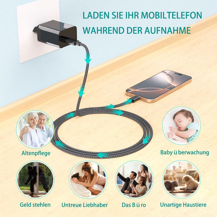 Mini-Überwachungskamera 1080P USB 64GB Speicher Nachtsicht Bewegungsmelder - Bild 5