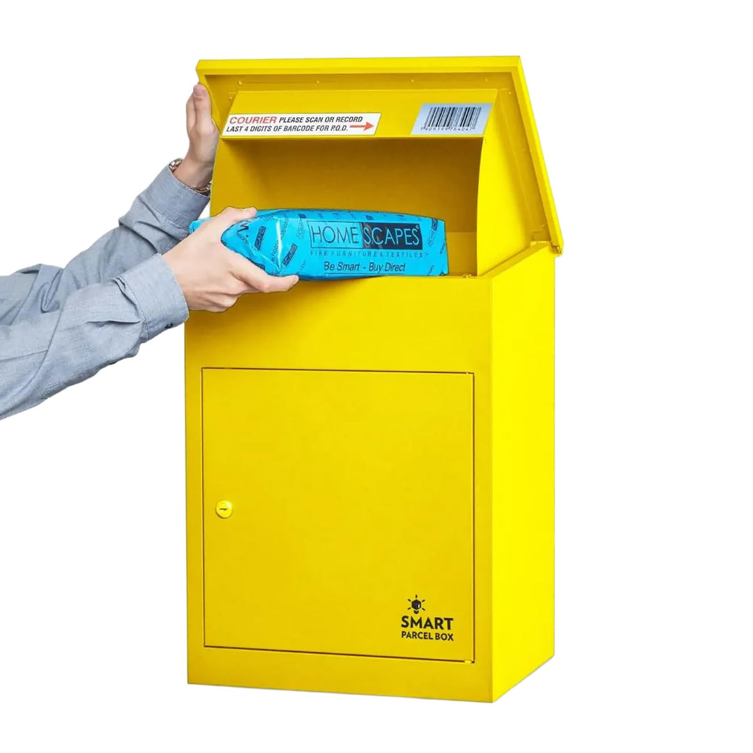 Paketbriefkasten Stahl wetterfest Grösse M mit Rückholsperre, Gelb