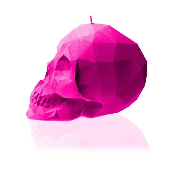 Totenkopf Kerze Low-Poly Dunkelrosa handgemacht 7,5 cm - Bild 6