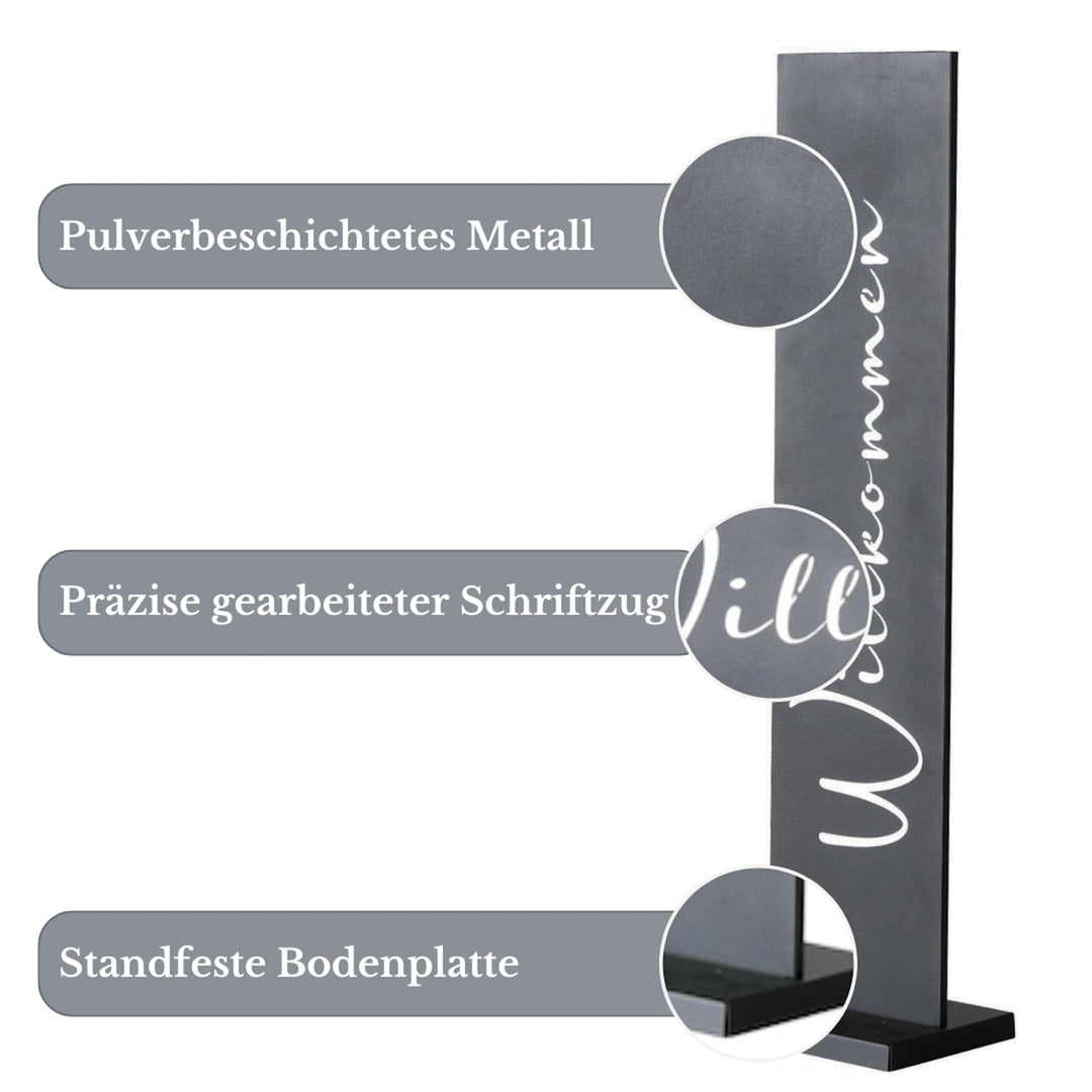 Willkommensschild Metall Aufsteller 77 cm schwarz für Garten und Haustür - Bild 7