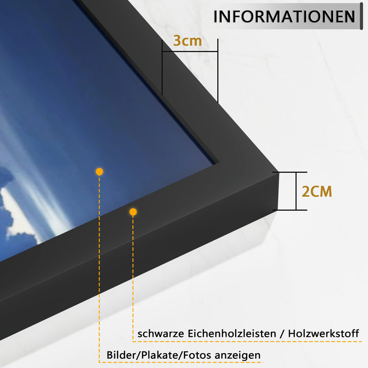 Bilderrahmen 50x70 cm Schwarz 3er-Set MDF mit Plexiglasscheibe - Bild 2