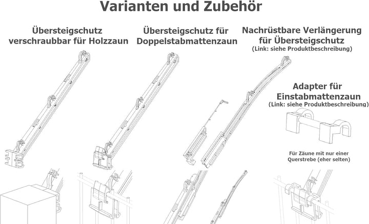 Überkletterschutz Doppelstabmattenzaun 45° Ausleger 10er-Set schwarz - Bild 4