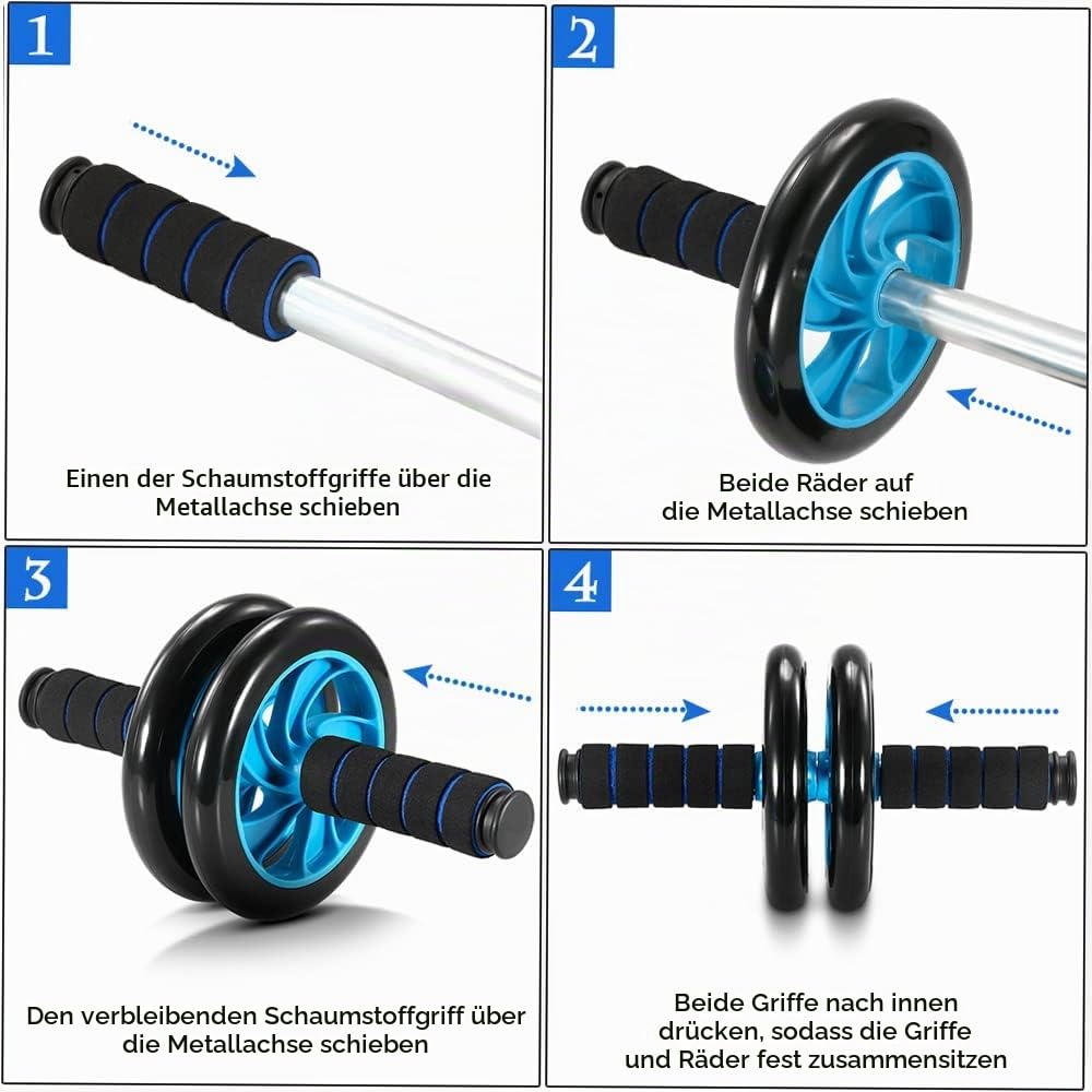 Fitnessset 5-in-1 Bauchtrainer Ab Wheel mit Springseil und Kniematte - Bild 8
