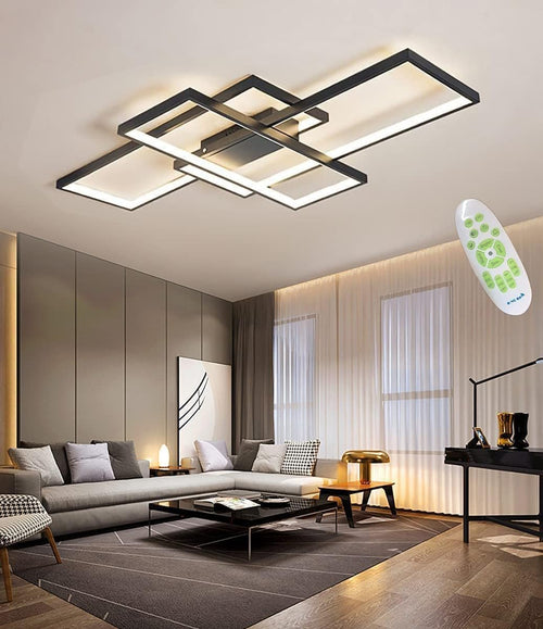 LED Deckenleuchte dimmbar Schwarz 80x45cm Aluminium Acryl 65W