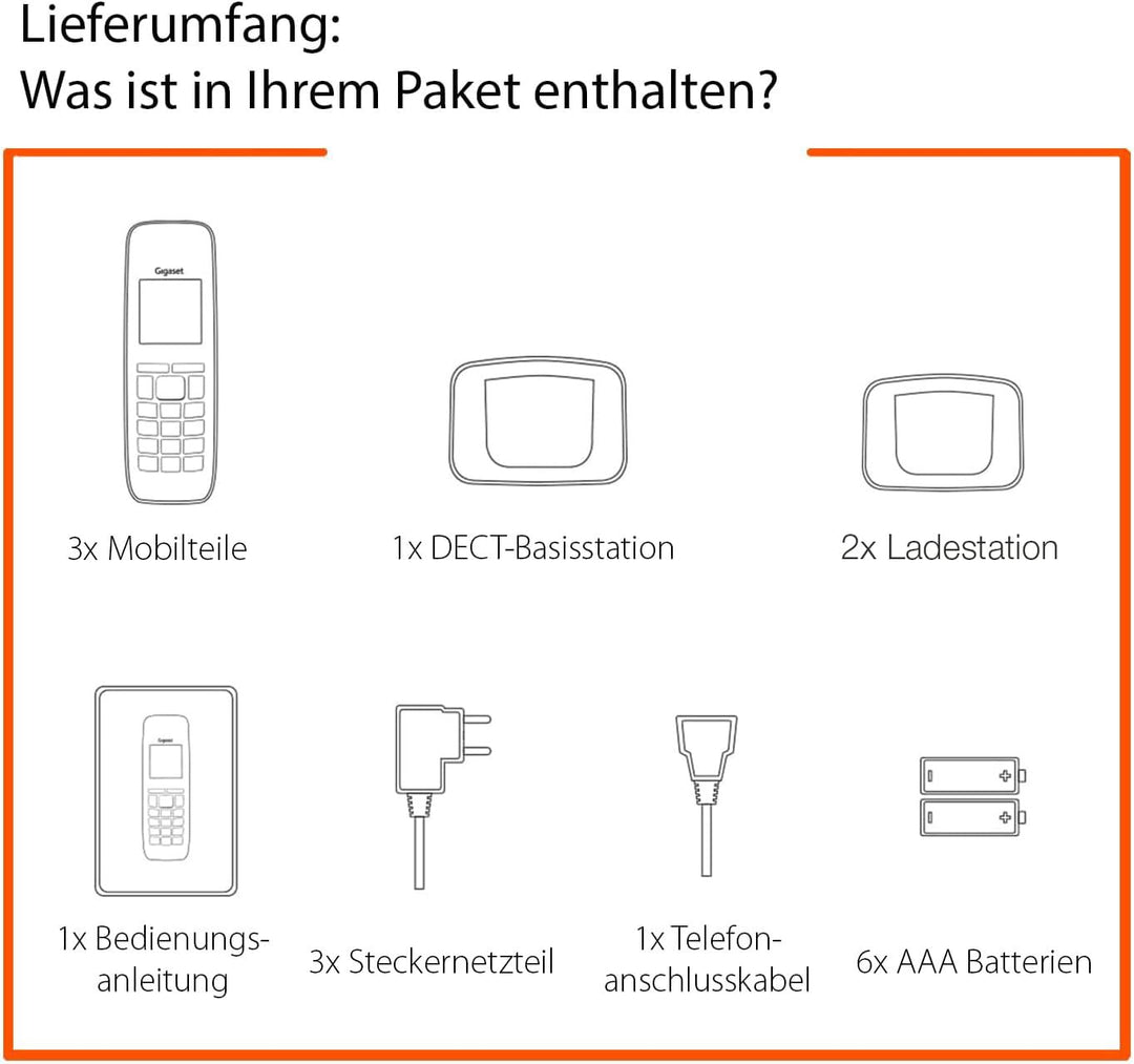 DECT-Telefon Trio-Set schnurlos mit Anrufbeantworter, 3 Mobilteile - Bild 6