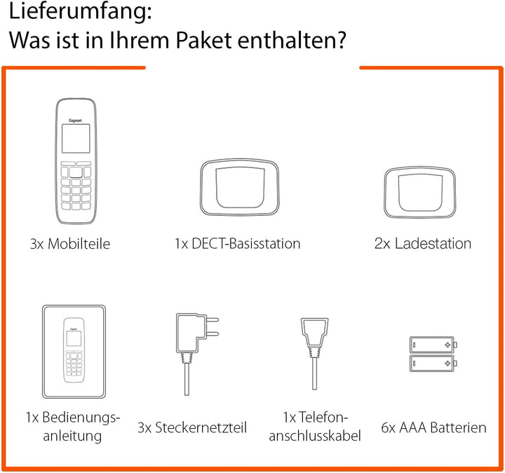 DECT-Telefon Trio-Set schnurlos mit Anrufbeantworter, 3 Mobilteile - Bild 6