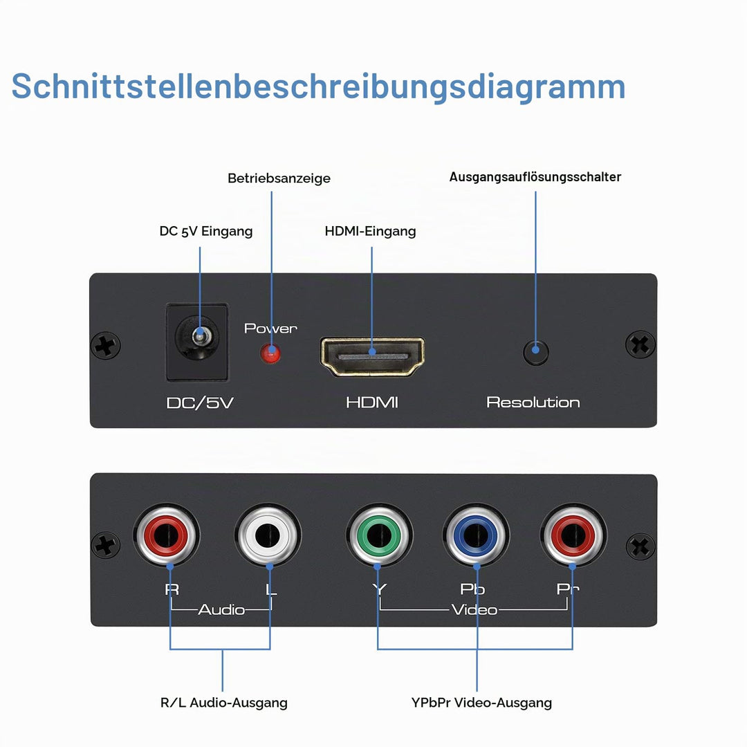 HDMI zu Component Konverter Scaler YPbPr Aluminium mit Kabel - Bild 2