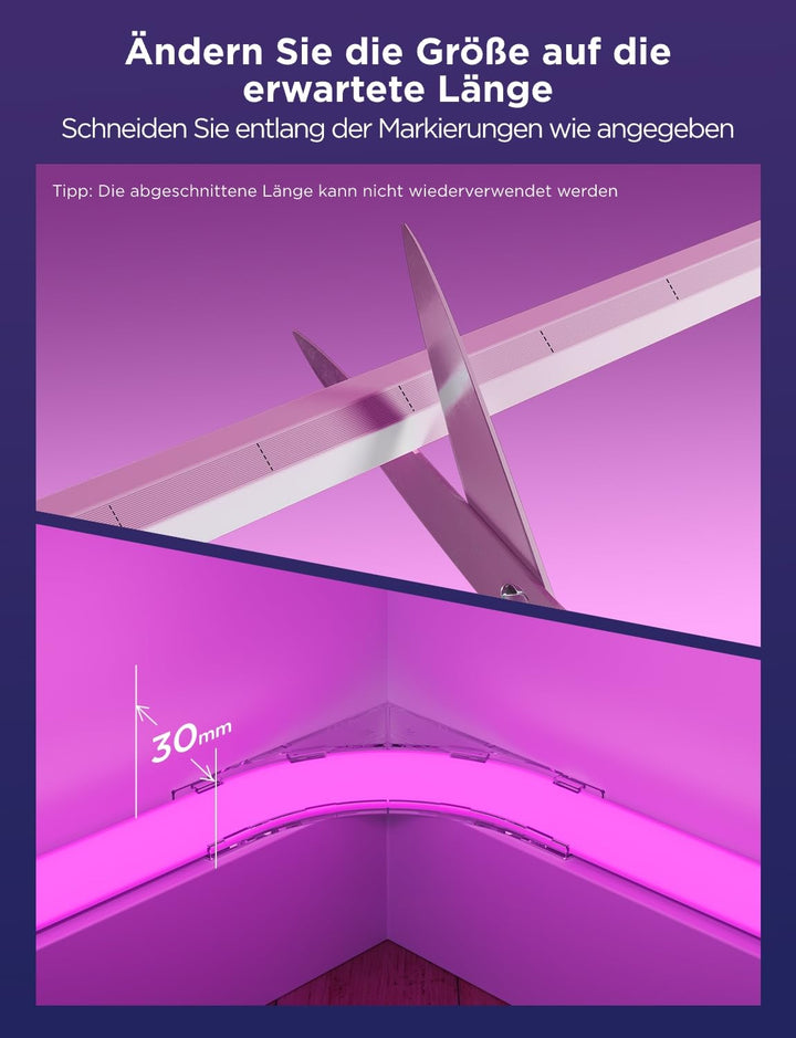 Neon LED Streifen RGBIC Sockelleiste 5m mit App &amp; Sprachsteuerung - Bild 7