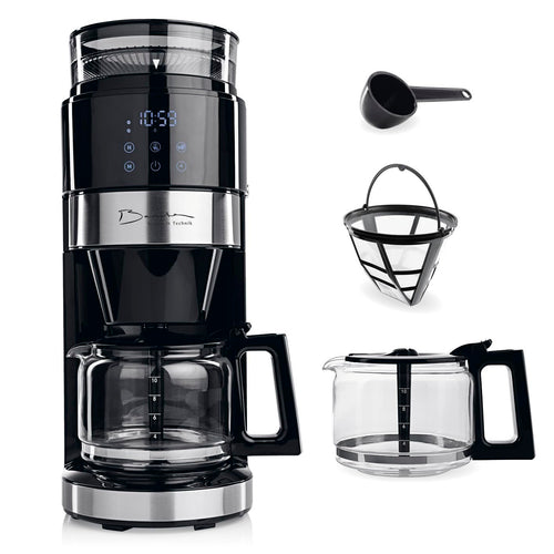 Filterkaffeemaschine mit Kegelmahlwerk Edelstahl 1,25 l für 10 Tassen