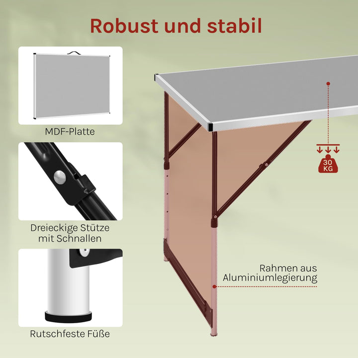 Campingtisch klappbar 100x60cm 4-fach höhenverstellbar Aluminium - Bild 5