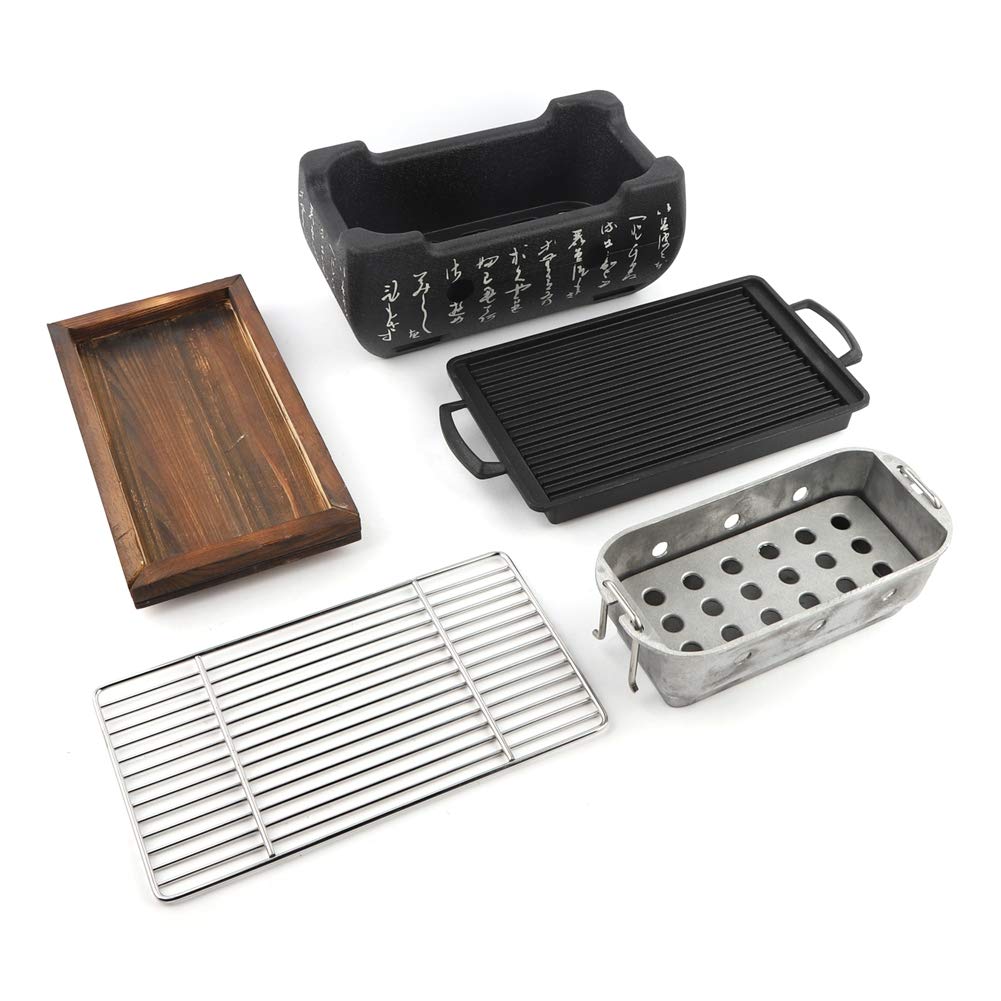 Tischgrill Yakiniku Aluminium mit Edelstahlrost 24x12,5 cm Holzkohle - Bild 9