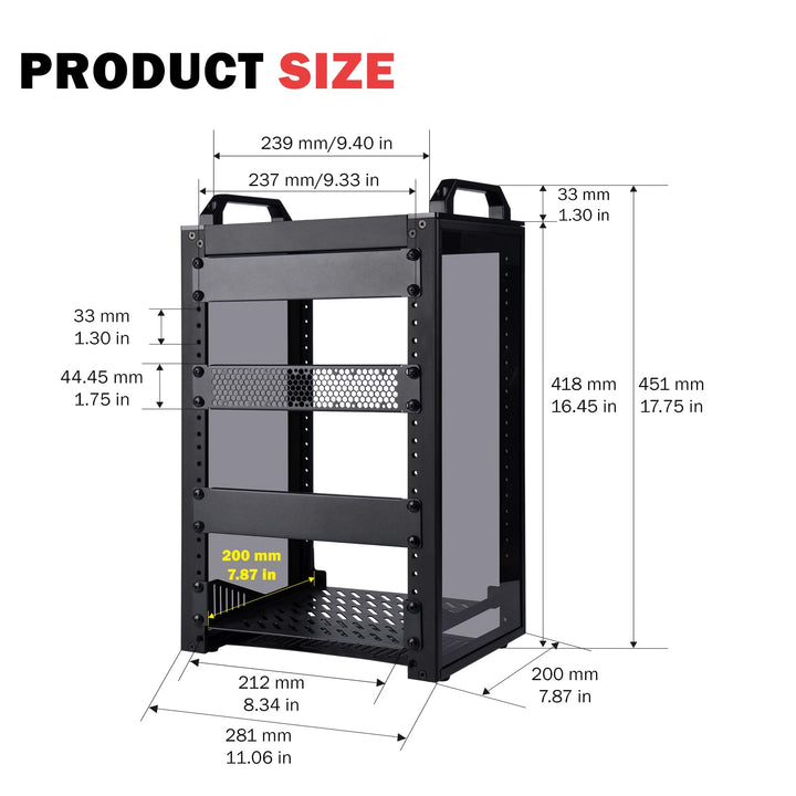 Mini-Serverschrank 8U 10 Zoll Aluminium mit Regalboden für NAS &amp; Netzwerk - Bild 3