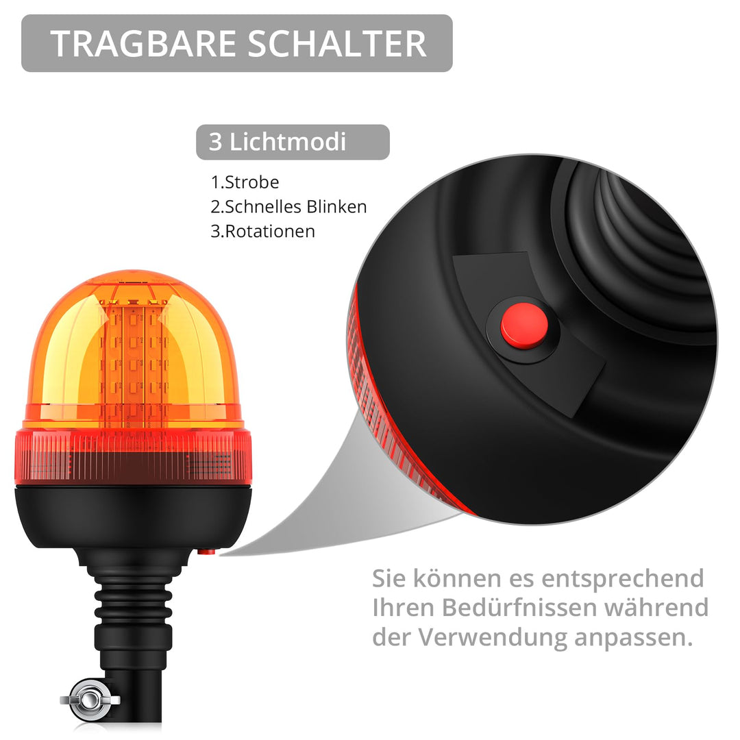 Rundumleuchte LED Amber 60 LEDs 12V/24V 3 Blitzmodi IP56 - Bild 5