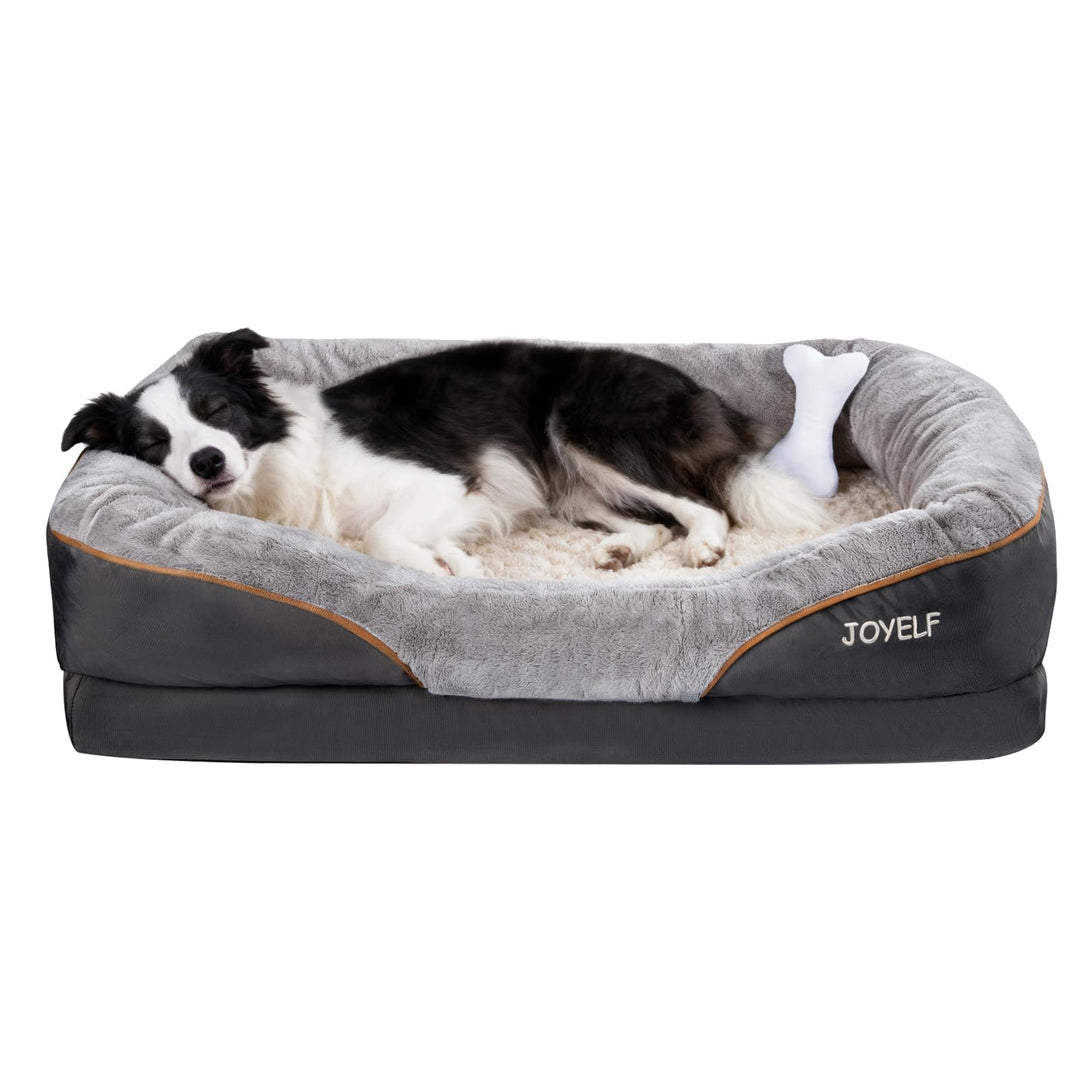 Orthopädisches Hundebett Memory Foam mit Polster 91x68x20 cm Grau