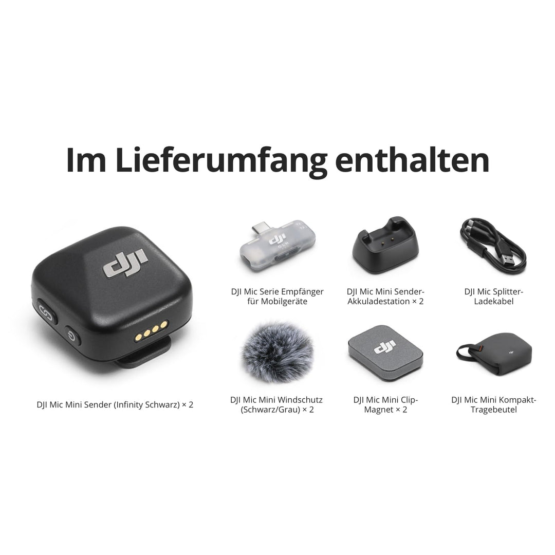 Drahtloses Lavalier-Mikrofon 2 Sender + Handy-Empfänger 300 m USB-C - Bild 7