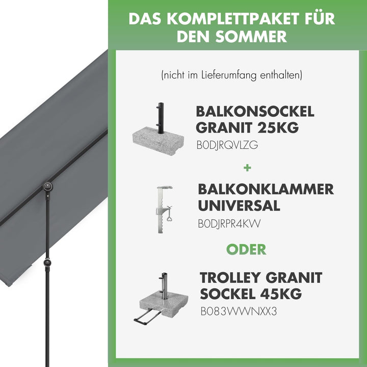 Balkonblende Stahl 170x130cm drehbar UV50+ Anthrazit Sichtschutz - Bild 5