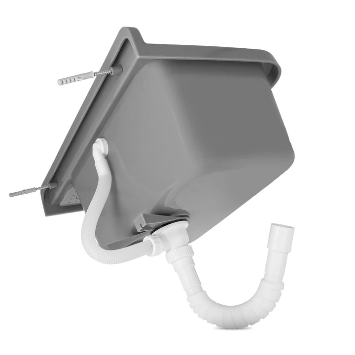 Ausgussbecken Polypropylen 60x34x21 cm Grau mit Regal für Werkstatt - Bild 3