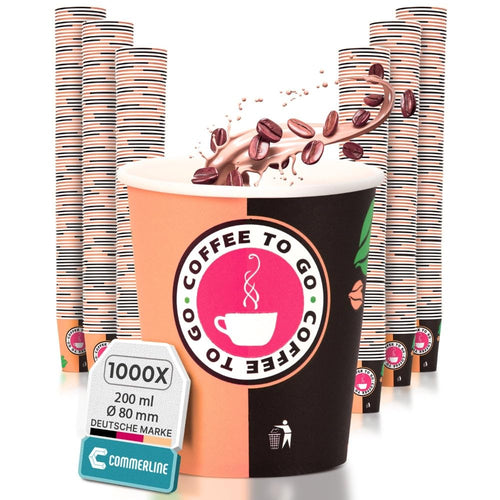 Pappbecher Coffee to Go 200 ml Rosa 1000 Stück Einweg