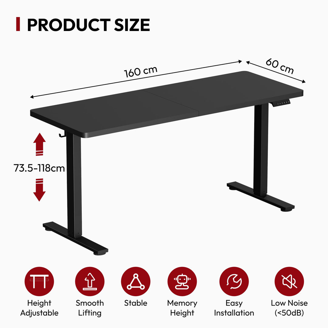 Höhenverstellbarer Schreibtisch 160x60 cm mit Memory-Funktion - Bild 3