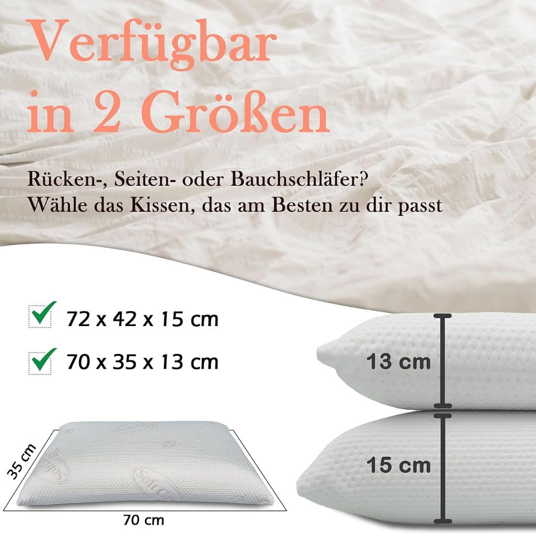 Nackenstützkissen Memory-Schaum 72x42x15 cm orthopädisch für Seitenschläfer - Bild 4