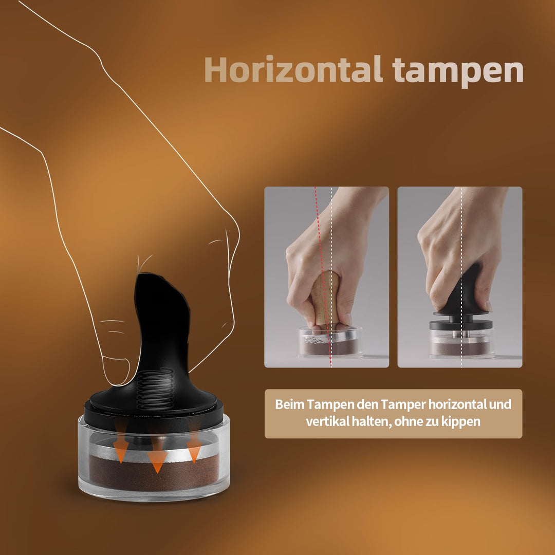 Espresso Tamper 54mm Auto-Rebound Doppelfeder Edelstahl-Basis - Bild 4