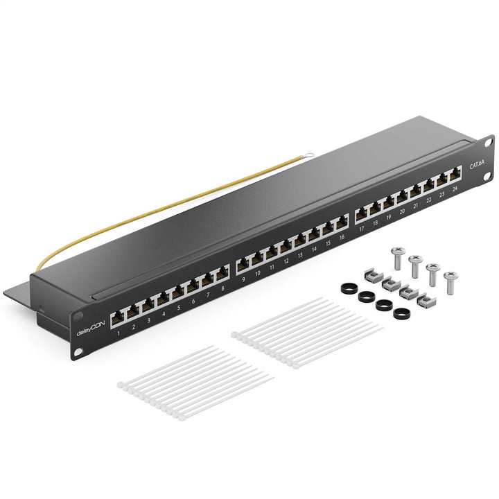 Patchpanel CAT 6a 24 Port RJ45 geschirmt 19 Zoll 1HE - Bild 2