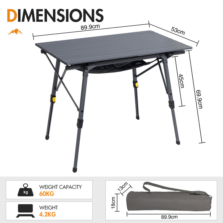 Campingtisch klappbar Aluminium höhenverstellbar 90x53cm für 4 Personen - Bild 3