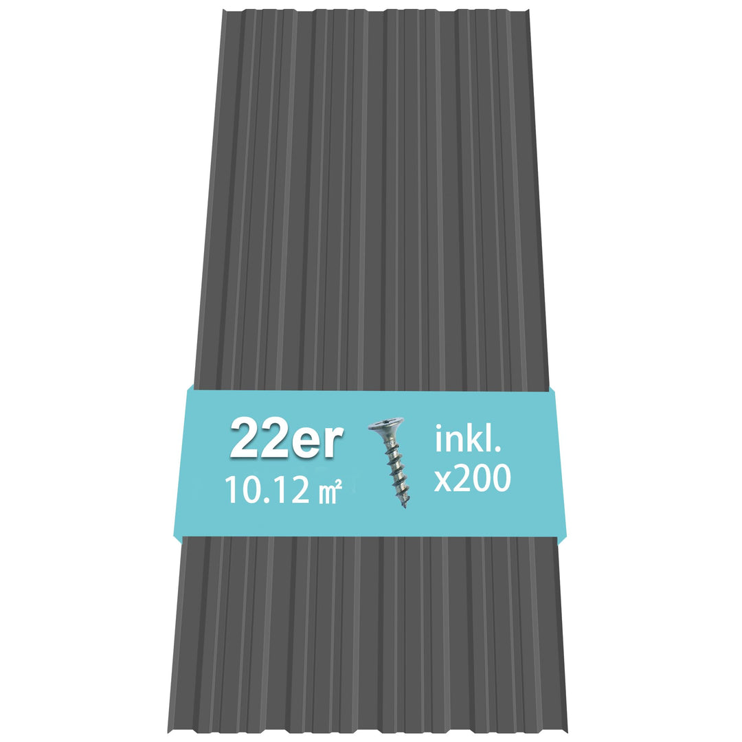 Trapezblech Set 22-teilig verzinkter Stahl 10,12m² für Carport Gartenhaus