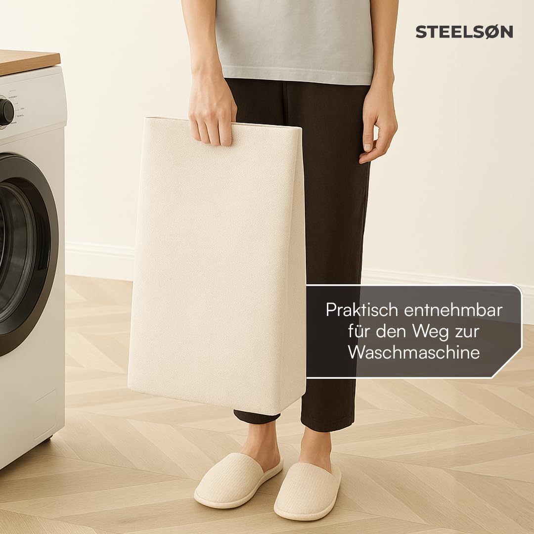 Wäschesammler 3 Fächer à 40L mit Bambusablage Weiss - Bild 8